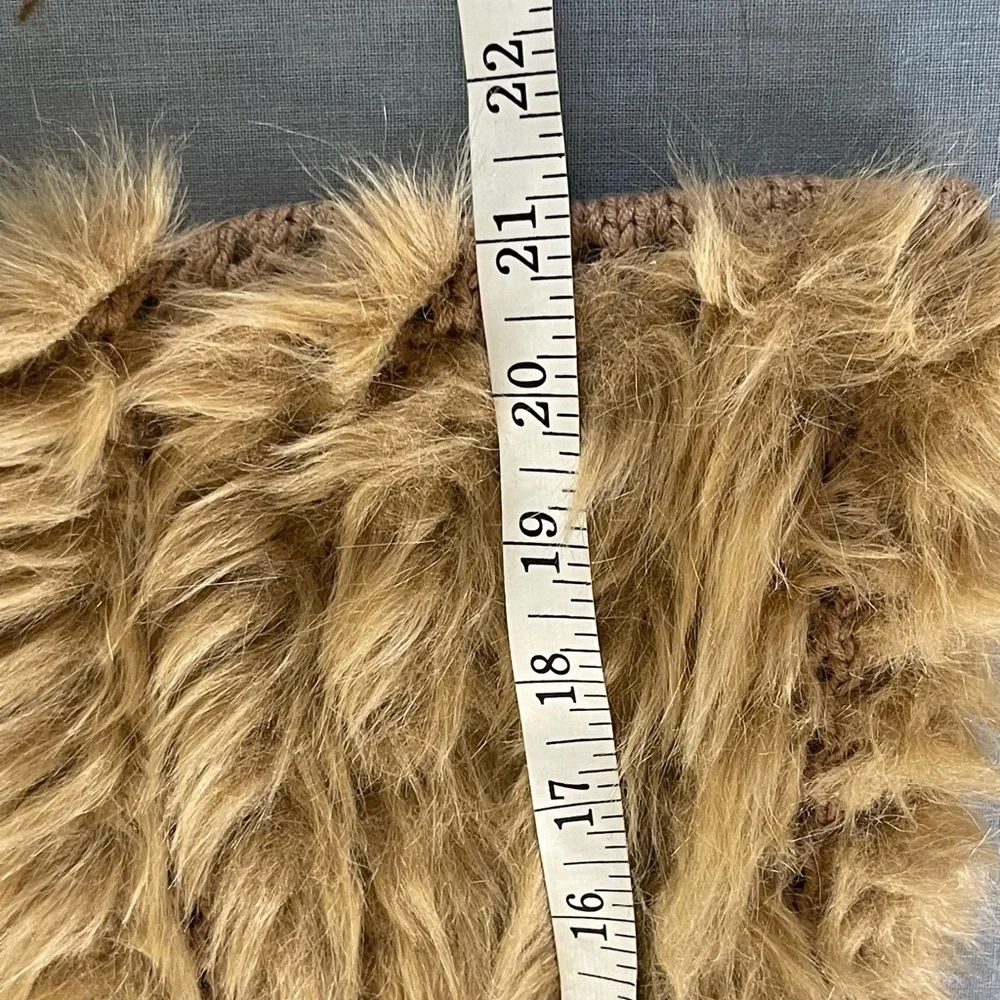 CAbi Womens Infinity Scarf One Size Beige Knit Faux Fur Trim